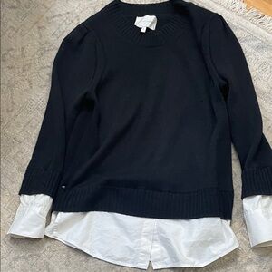 Brochu Walker Cashmere Black layered Crewneck Sweater Size M